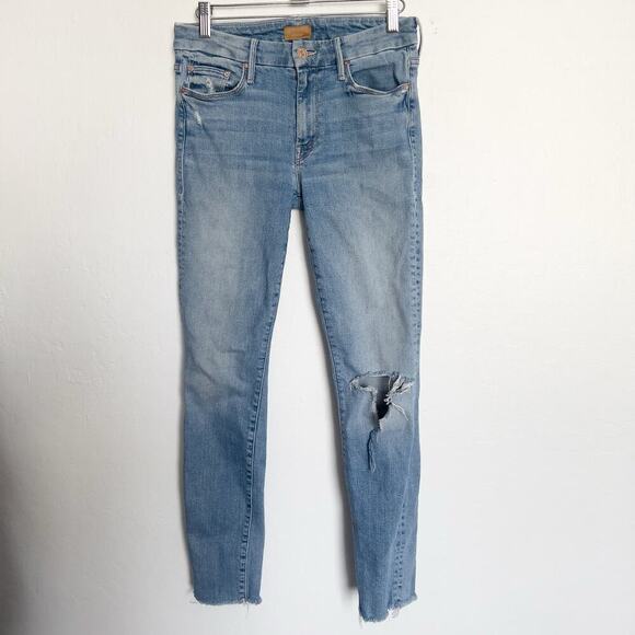 Mother Denim Jeans Sz 27 Looker Ankle Fray Love Gun Skinny Stretch Distressed - Picture 1 of 14